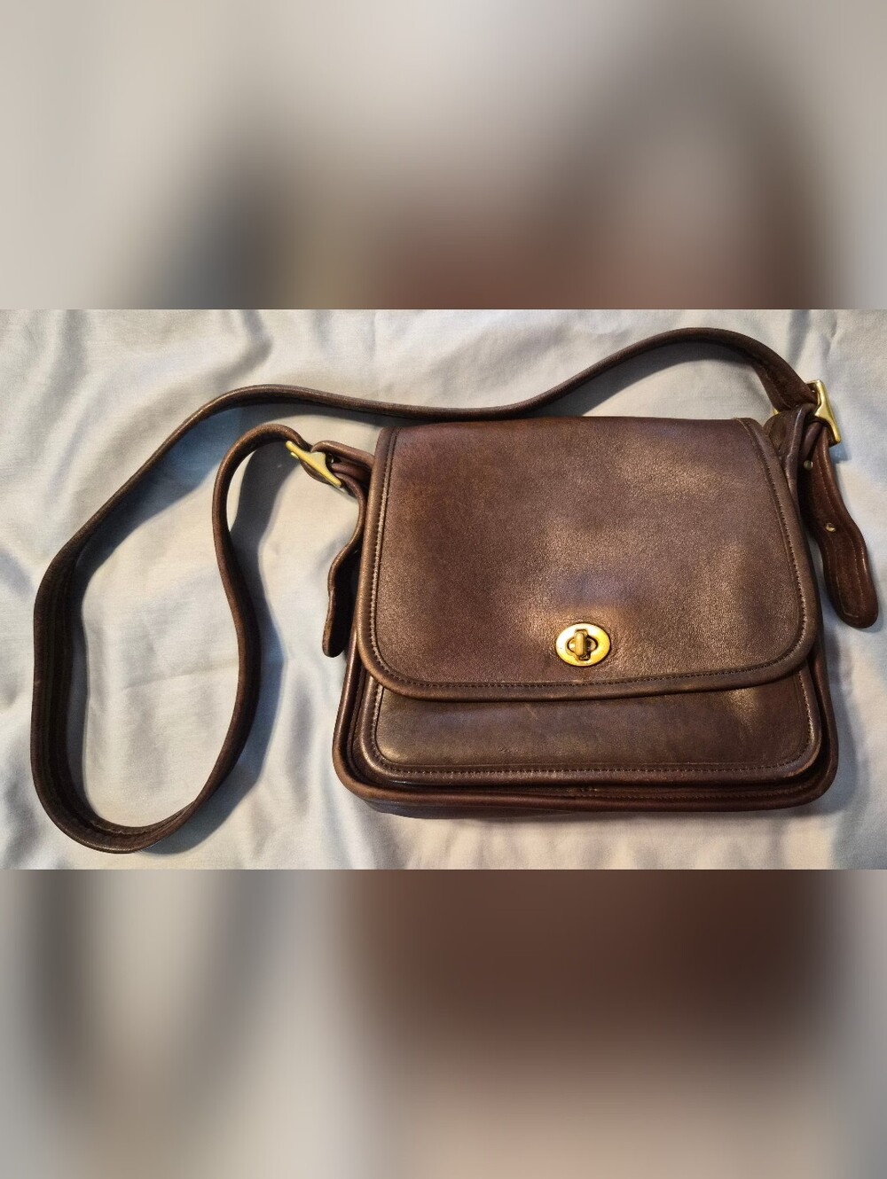 Coach Brown Leather Flap Crossbody with Gold Turnlock